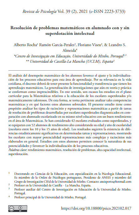 Resolución de problemas matemáticos en alumnado con y sin superdotación intelectual