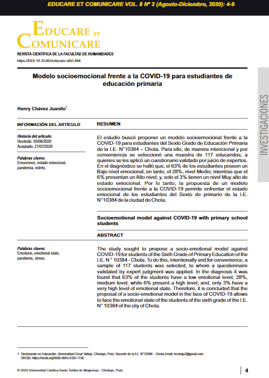 El Modelo socioemocional frente a la COVID-19 para estudiantes de Educación Primaria