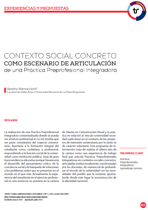 Contexto social concreto como escenario de articulación de una Práctica Preprofesional Integradora