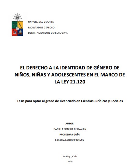 El derecho a la identidad de género de niños, niñas y adolescentes en el marco de la Ley 21.120