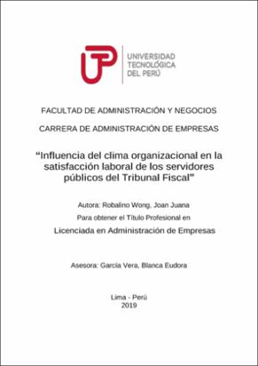 Influencia del clima organizacional en la satisfacción laboral de los servidores públicos del Tribunal Fiscal