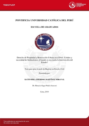 Derecho de propiedad y renovación urbana en el Perú. Límites y necesidad de limitaciones