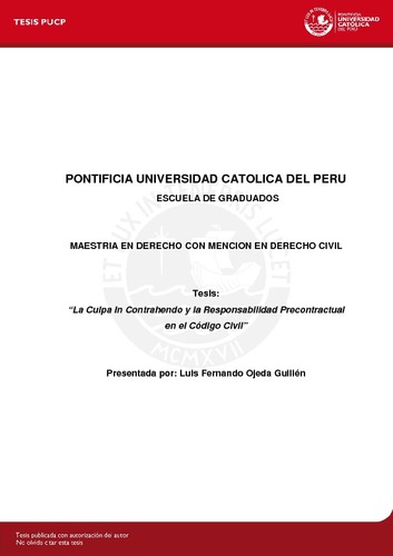 La culpa in contrahendo y la responsabilidad precontractual en el Código Civil