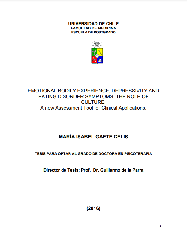 Emotional bodil y experience, depressivity and eating disorder symptoms : the role of culture : a new assessment tool for clinical applications