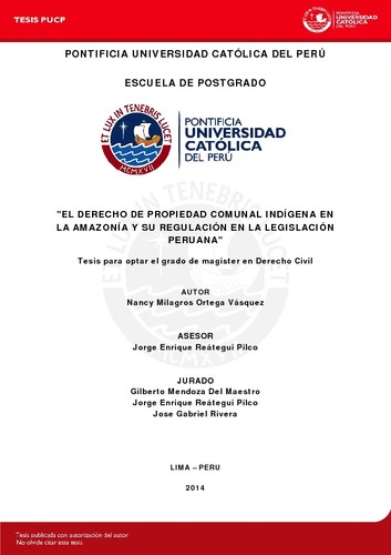 El derecho de propiedad comunal indígena en la amazonía y su regulación en la legislación peruana