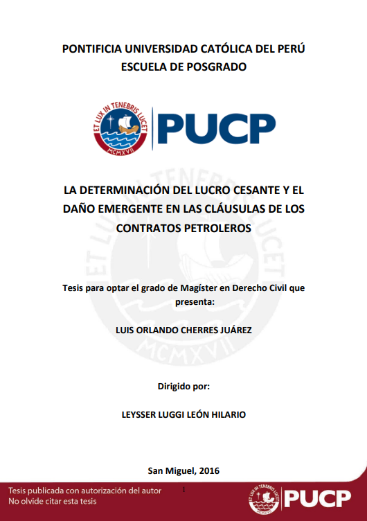 La determinación del lucro cesante y el daño emergente en las cláusulas de los contratos petroleros