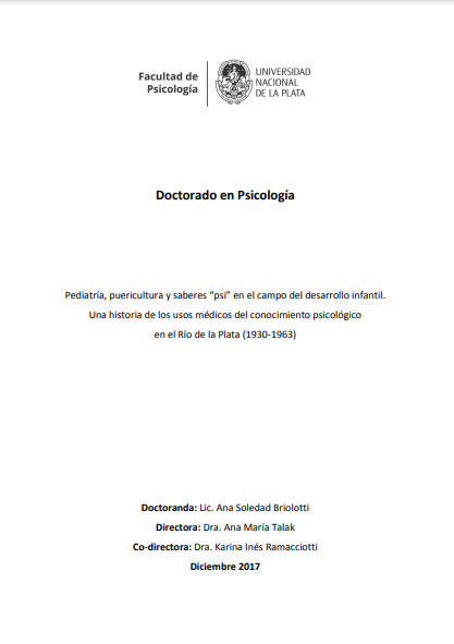 Pediatría, puericultura y saberes &quot;psi&quot; en el campo del desarrollo infantil