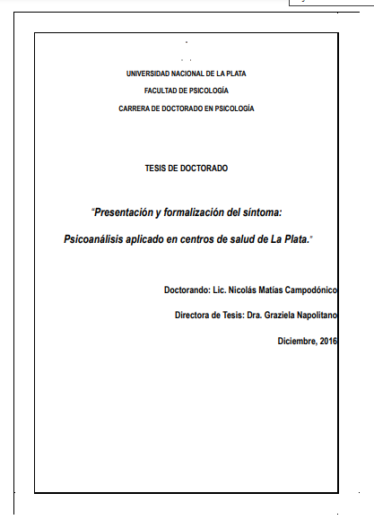 Presentación y formalización del síntoma: psicoanálisis aplicado en Centros de Salud de La Plata