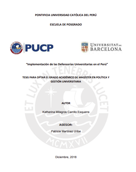 Implementación de las Defensorías Universitarias en el Perú