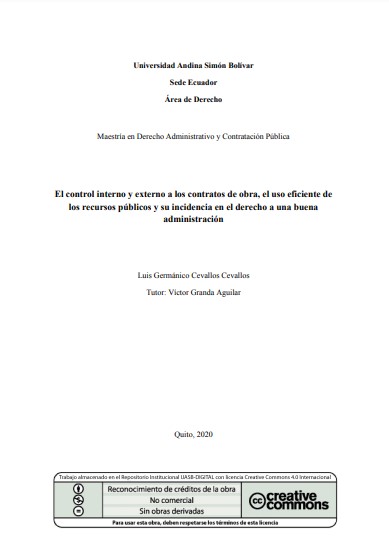 El control interno y externo a los contratos de obra, el uso eficiente de los recursos públicos