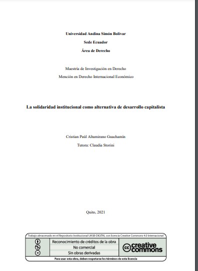 La solidaridad institucional como alternativa de desarrollo capitalista