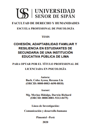 Cohesión, adaptabilidad familiar y resiliencia en estudiantes de secundaria de una institución educativa pública de Lima