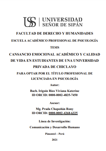 Cansancio emocional académico y calidad de vida en estudiantes de una universidad privada de Chiclayo