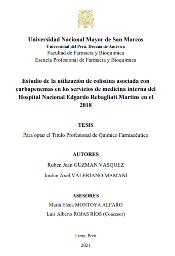 Estudio de la utilización de colistina asociada con carbapenemas en los servicios de medicina interna