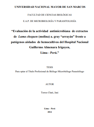 Evaluación de la actividad antimicrobiana de extractos de Luma chequen