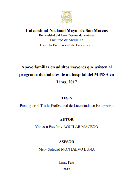 Apoyo familiar en adultos mayores que asisten al programa de diabetes de un hospital del MINSA en Lima. 2017