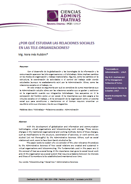 ¿Por qué estudiar las relaciones sociales en las tele-organizaciones?