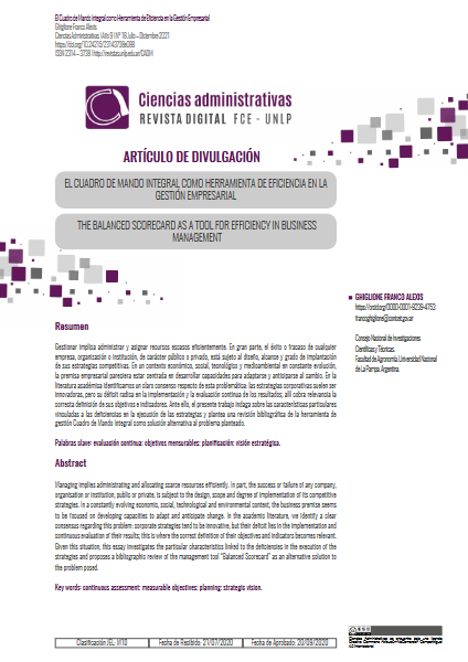 El cuadro de mando integral como herramienta de eficiencia en la gestión empresarial