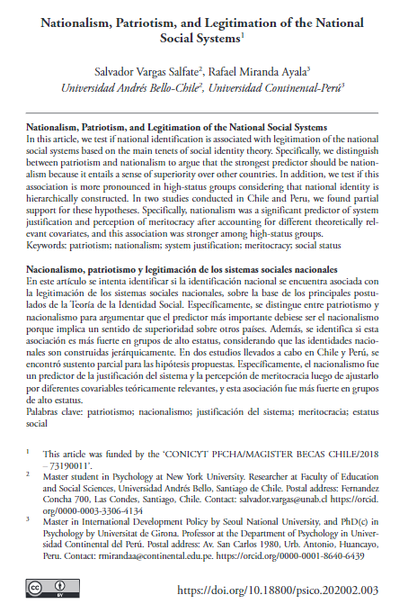 Nationalism, Patriotism, and Legitimation of the National Social Systems