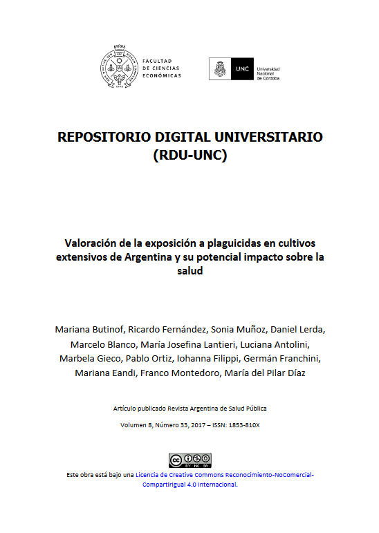 Valoración de la exposición a plaguicidas en cultivos extensivos de Argentina y su potencial impacto sobre la salud