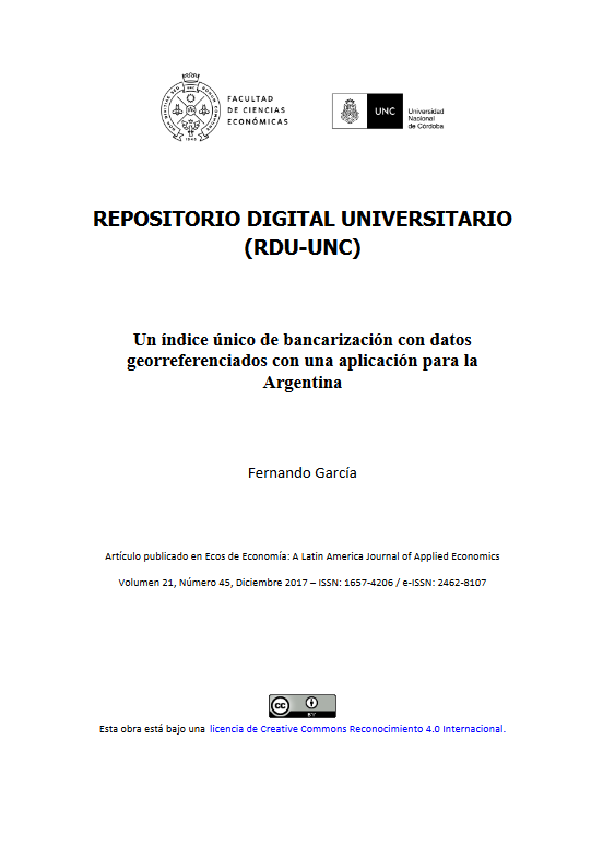 Un índice único de bancarización con datos georreferenciados con una aplicación para la Argentina