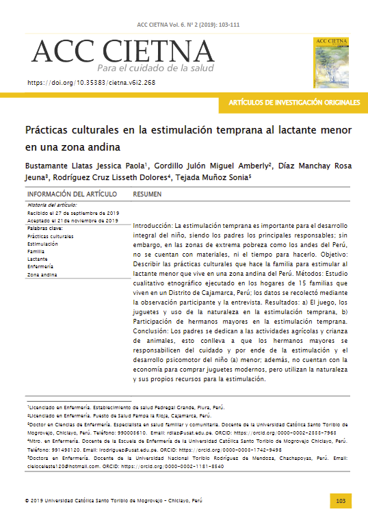 Prácticas culturales en la estimulación temprana al lactante menor en una zona andina