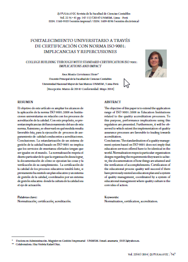 Fortalecimiento universitario a través de certificación con normas ISO 9001