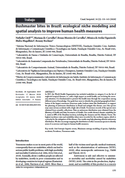 Bushmaster bites in Brazil: ecological niche modeling and spatial analysis to improve human health measures