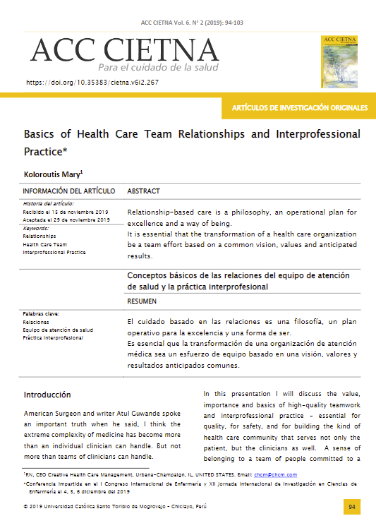 Basics of Health Care Team Relationships and Interprofessional Practice