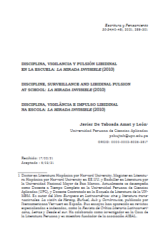 Disciplina, vigilancia y pulsión libidinal en la escuela: La mirada invisible (2010)