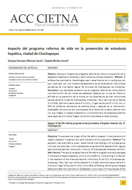 Impacto del programa reforma de vida en la prevención de esteatosis hepática, ciudad de Chachapoyas