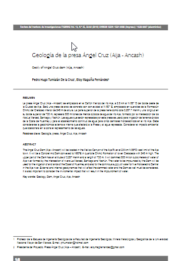 Geología de la presa Ángel Cruz