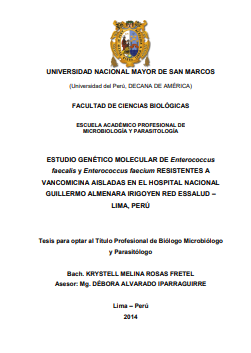 Estudio genético molecular de Enterococcus faecalis y Enterococcus faecium resistentes a vancomicina aisladas