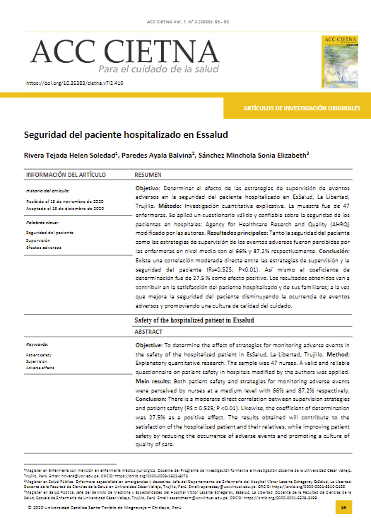 Seguridad del paciente hospitalizado en Essalud