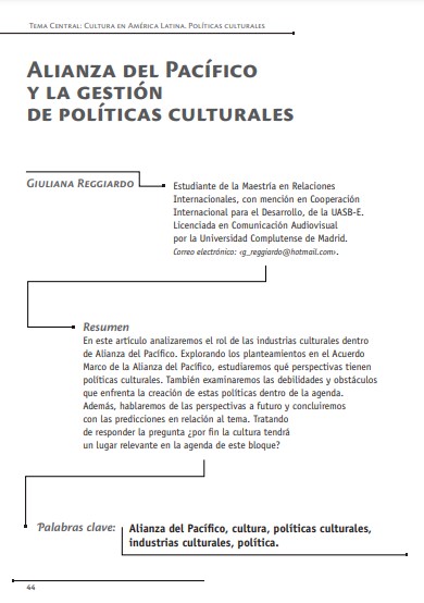 Alianza del Pacífico y la gestión de políticas culturales