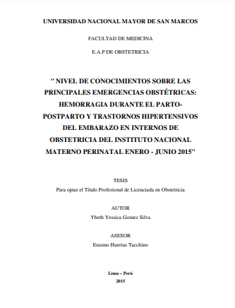 Nivel de conocimientos sobre las principales emergencias obstétricas