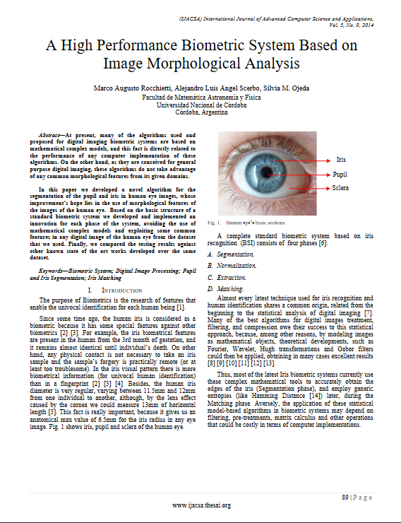 A high performance biometric system based on image morphological analysis