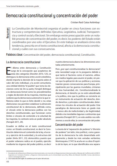 Democracia constitucional y concentración del poder