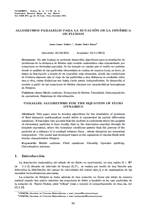 Algoritmos paralelos para la ecuación de la dinámica de fluidos