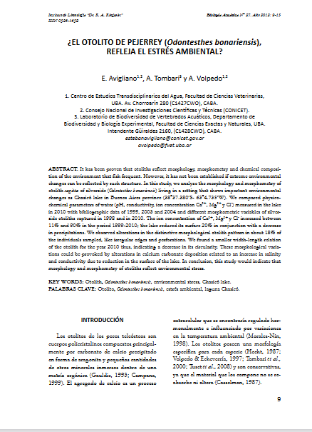 ¿El otolito de pejerrey (Odontesthes bonariensis), refleja el estrés ambiental?