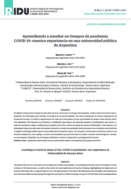 Aprendiendo a enseñar en tiempos de pandemia COVID-19