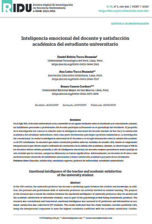 Inteligencia emocional del docente y satisfacción académica del estudiante universitario