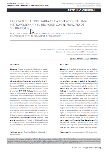 La conciencia tributaria en la población de Lima Metropolitana y su relación con el principio de solidaridad