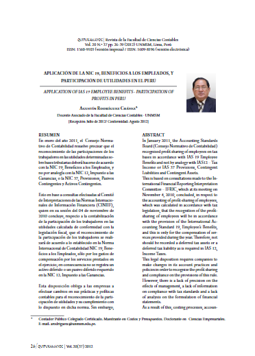 APLICACIÓN DE LA NIC 19, BENEFICIOS A LOS EMPLEADOS, Y PARTICIPACIÓN DE UTILIDADES EN EL PERÚ