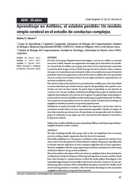 Aprendizaje en anfibios, el eslabón perdido