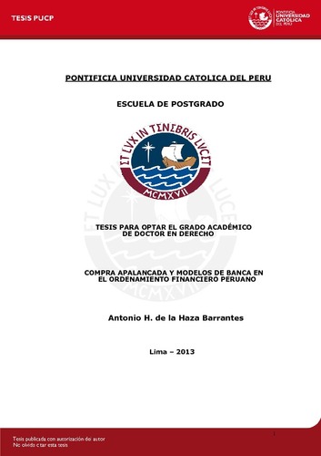 Compra apalancada y modelos de banca en el ordenamiento financiero peruano.