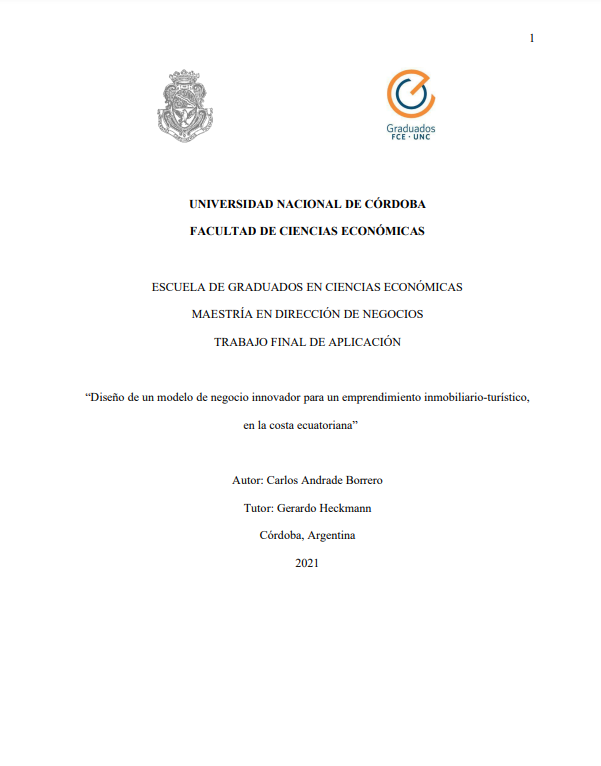 Diseño de un modelo de negocio innovador para un emprendimiento inmobiliario-turístico, en la costa ecuatoriana