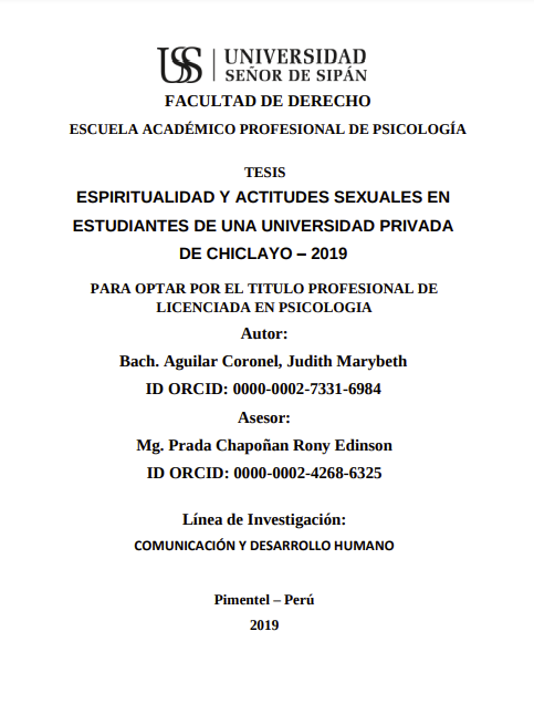 Espiritualidad y actitudes sexuales en estudiantes de una universidad privada de Chiclayo - 2019