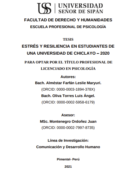 Estrés y resiliencia en estudiantes de una universidad de Chiclayo - 2020