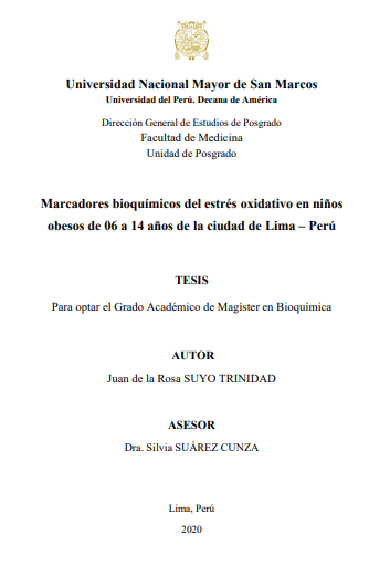Marcadores bioquímicos del estrés oxidativo en niños obesos de 06 a 14 años